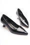 Women's Black Wrinkled Patent Leather Short Heeled Stiletto Shoes Tr20Ms03C - 8