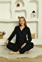 Women's Seasonal Collared Buttoned Suede Pajama Set