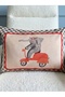 Car - Elephant Patterned Double-Sided Children's Room Checkered Suede Throw Pillow Cover - 30X50Cm - Throw Pillow Cover - 2