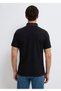 Black Slim Fit 100% Cotton Polo Neck T-Shirt with Collar Detail - 3