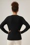 Women's Silvery Hair Knitted V-Neck Cardigan Black 25265 - 3