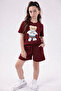 Girl's Teddy Bear Printed Shorts Set – 100% Cotton Summer Comfortable Cut Basic T-Shirt & Shorts Set
