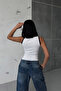 Sno White Zero Sleeve Printed Cotton Bodysuit with Snap Fasteners and Piping Detail - 5