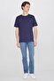 تي شيرت رجالي أساسي باللون الأزرق الداكن L2520112411-Darknavy - 3