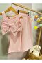 Bow Detailed Trousers Blouse Girls Pink Set - 4