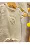Teddy Bear Embroidered Baby Boy Snap Fastener Ecru Jumpsuit - 2