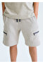 Boy's Zippered Bermuda Shorts Beige - 6219 - 2