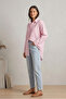 Harbel Comfortable (Regular) Fit Low Long Sleeve Pocket Detailed Medium Length Women's Shirt & Blouse- Pink-White - 4