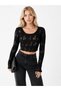 Black Ladder Detailed Long Sleeve Women's Knitwear Body Sweater