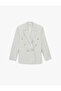 Double-Breasted Collar Long Sleeve Metal Button Detailed Blazer Jacket - 3