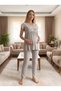 New Season Gray Special Lace Detailed Design Short Sleeve Summer Maternity Pajama Set - 6