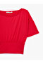 Short Sleeve Viscose Blend Boat Neck Waist Accent Crop T-Shirt - 4