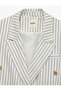 Double-Breasted Collar Long Sleeve Metal Button Detailed Blazer Jacket - 5