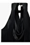 Tassel Scarf Detailed Degaje Halter Neck Sleeveless Satin Blouse - 6