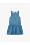 Cotton Loose Fit Sleeveless Crew Neck Balloon Denim Dress - 3