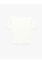 Butterfly Printed Short Sleeve Crew Neck Cotton T-Shirt - 4