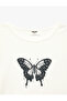 Butterfly Printed Short Sleeve Crew Neck Cotton T-Shirt - 5