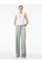 Elastic Waist, Tie-Up, Pocketed, Straight Wide Leg, Textured Satin Trousers