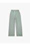 Elastic Waist, Tie-Up, Pocketed, Straight Wide Leg, Textured Satin Trousers - 4