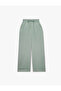 Elastic Waist, Tie-Up, Pocketed, Straight Wide Leg, Textured Satin Trousers - 3