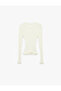 Long Sleeve Crew Neck Viscose Knit Sweater with Ruffle Detail - 3