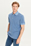100% Cotton Regular Fit Normal Cut Blue Polo Neck T-Shirt