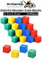Colorful Wooden Cube Blocks 2.5X2.5Cm 32Pcs Wood Colorful Square Block Educational Developer Toy Cube m