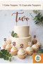 Coffee-Cream 2Nd Birthday Cake Decoration- Two Cake Lettering-2 Number Cupcake Picks -Retro Birthday