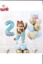 Cute Teddy Bear Bear Foil 2 Year Old Blue Foil Birthday Party Set Ornament - 2