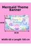 Mermaid Themed Custom Birthday Banner Backdrop60X100 Vinyl Tarpaulin Banner Birthday Party Set Decoration - 2