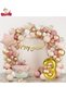 9 Years Foiled Balloon Birthday Party Set - Pink Retro Star Gold - 3