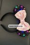 Colorful Led Lighted Minnie Ear Crown with Pink and White Bow Sequins Sequined Party Birthday Crown - 3