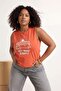 Red Relaxed Fit Printed Sleeveless Knitted Oversize T-Shirt Tbbss26Bf00019 - 3