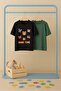 Black-Green 2-Pack Slogan Knitted T-Shirt Tkdss26Ts00026 - 5