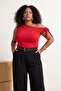Red Asymmetric Neckline Tie Detail Stretchy Knitted Blouse Tbbss26Af00079 - 3