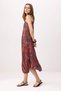 Multi-Colored Abstract Skater/Waist Cut-Out Midi Woven Dress Twoss26El00765 - 2