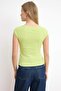 Lime Fitted/Vücuda Oturan Reglan Kol Kısa Kollu Ribana/Kaşkorse Örme Bluz TWOSS26BZ00618 - 4