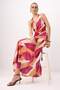 Çok Renkli Geometrik Desenli Boyundan Bağlamalı Maxi Dokuma Elbise TWOSS26EL00319 - 2