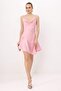 Pink Asymmetrical Cut Strap Mini Satin Woven Dress Tprss26El00210