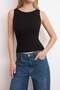 Black-Ecru Fitted/Bodycon Pool Neck Sleeveless Ribbed Stretchy Knitted Tank Top Twoss26Al00020 - 6