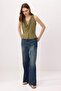 More Sustaniable Khaki Regular/Normal Fit Degaje Collar Sleeveless Modal Knitted Blouse Twoss26Bz00628 - 3