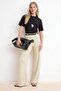 Taş Wide Leg/Wide Leg Belted Regular Waist Soft Touch Combed Cotton Knitted Trousers Twoss26Pl00149