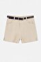 Beige Belted 100% Cotton Slit City Shorts Twoss26Sr00135 - 5