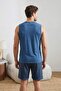 Mavi Regular/Normal Kesim Baskılı Pamuklu Atlet-Şort Pijama Takımı TMNSS26PT00045 - 3