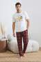 Beyaz Regular Kesim Kısa Kollu Pamuklu Ekose Breakfast Baskılı Pijama Takımı TMNSS26PT00006 - 2
