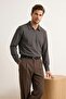 Antrasit Regular Fit Gabardin Polo Yaka Erkek Gömlek TMNSS26GO00003