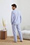 Mavi Regular Fit Çizgili Cep Detaylı Dokuma Pijama Takımı TMNSS26PT00003 - 3