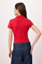 Kırmızı Fitted/Vücuda Oturan Polo Yaka Kısa Kollu Pamuklu Esnek Örme Bluz TWOSS26BZ00487 - 4