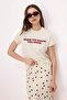Ekru Slogan Regular/Normal Kalıp Kısa Kollu Tok %100 Pamuk Örme T-Shirt TWOSS26TS00155