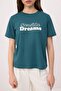 Emerald Green Slogan Regular/Normal Fit Short Sleeve 100% Cotton Knitted T-Shirt Twoss26Ts00178 - 3